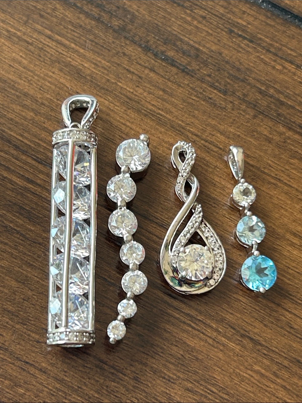 925 Sterling Silver CZ Pendant Bundle Lot (4 Pcs) JWBR FZN PAJ DL